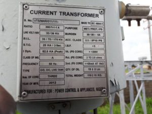 current transformer nameplate