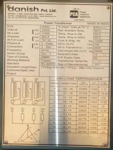 power transformer nameplate